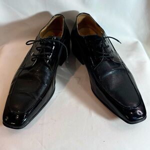 MASSIMO DUTTI Sz 41 Oxfords Brogue Square Toe Lace Up Patent Leather Shoes